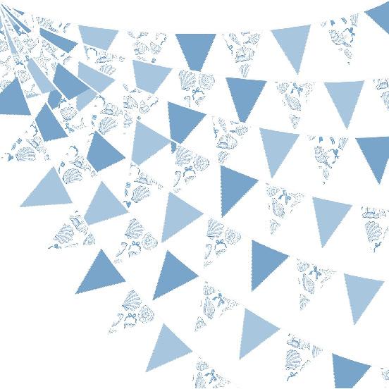 32Ft Blue Party Decorations Retro Blue Triangle Banner Flag Pennant Bunting Fabric Garland Streamers for Nautical Wedding Birthday Ahoy Achor Bridal