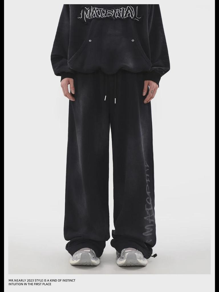 Men's Retro Graffiti Casual Pants - Spring/Autumn Dirty Wasteland Style Long Pants