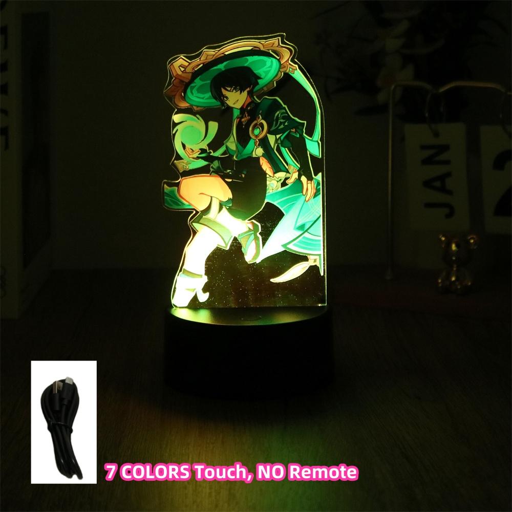 

Genshin Impact 3D Лампа Чжун Ли Райдэн Сёгун Кли Аниме Светодиодный Ночник для Декора Спальни Лунная лампа День рождения Лучшие Подарки Luces 7 Colors Touch