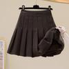 Women's Wool Pleated A-Line Skirt - Autumn/Winter 2025 - High Waist, Slim Fit, School Style, Thick JK Short Skirt