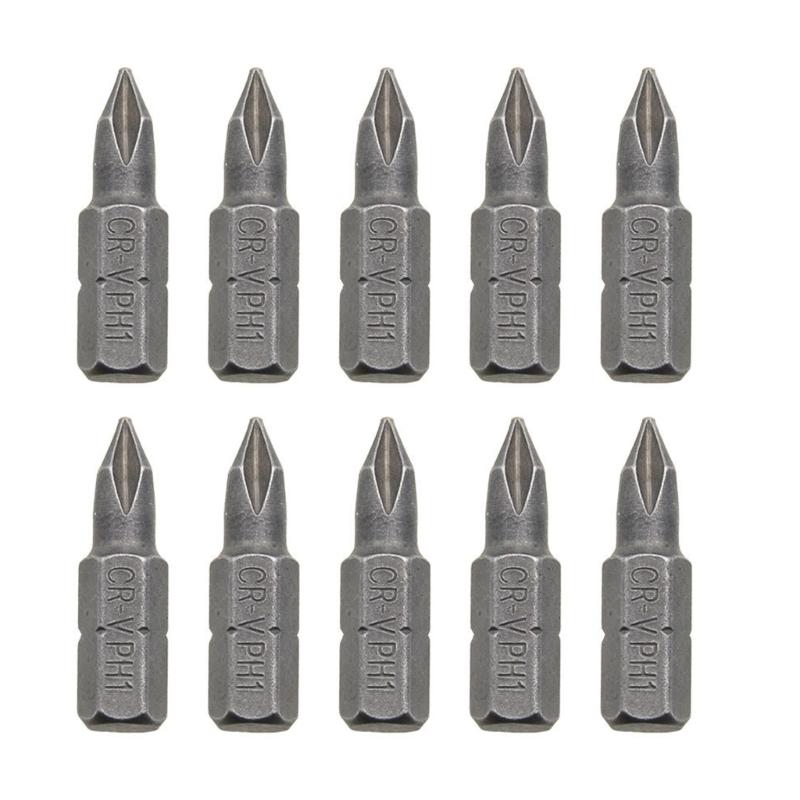 

10 шт. Набор бит для ударной отвертки с крестовым шлицем, высокая твердость, 25 мм, нескользящие, водонепроницаемые, PH1, аксессуары 1