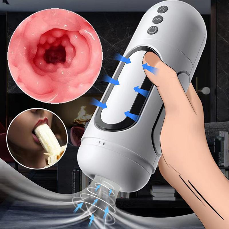 Automatic Male Masturbator Telescopic Vibrating Sounding Deep Throat Sucking Blowjob Masturbation Vagina Aircraft Cup Adult