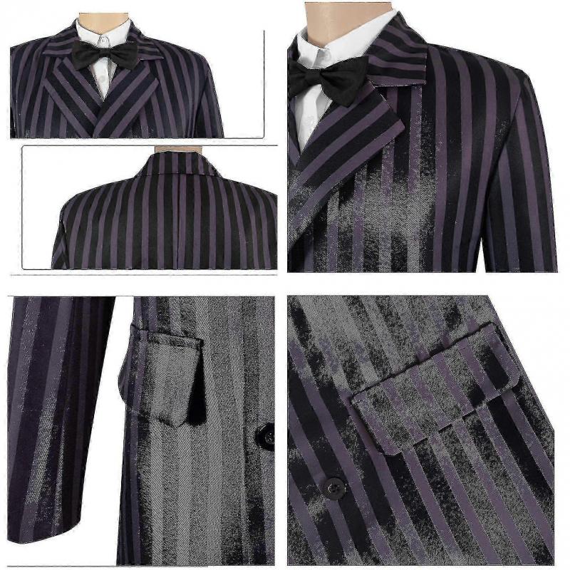 Gomez Kostýmy pro dospělé 4 ks Cosplay oblek Addamsova rodina Pánský kostým Halloweenský outfit
