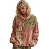Dame Vintage Bohemian Blomstret Hættetrøje Afslappet Langærmet Hættetrøje med Lomme Oversized Blomsterkunst Print Pullover Toppe