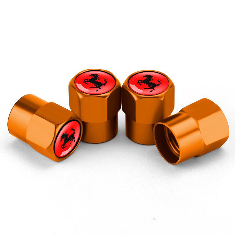 For Ferrari SJ F430 Stradale Roma 488 Portofino F8 Roma Spider SF90 4Pcs Aluminum Alloy Car Wheel Tire Valve Stem Caps Accessory TG7