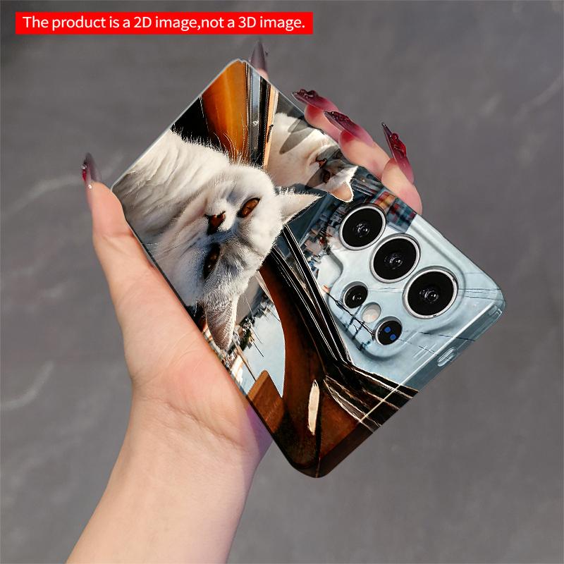 2DFlat Samsung Phone Case White Cats Car Window Selfie Applicable To Galaxy S22 S23 S24 S25ULTRA S26 A12 A13 A14 A15 A16