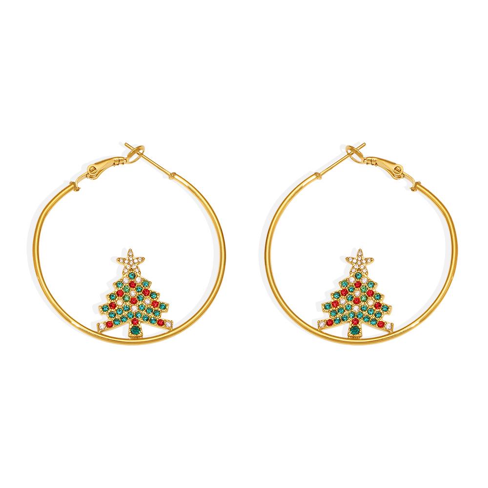 18K Gold-Plated Zircon Enamel Earrings Set