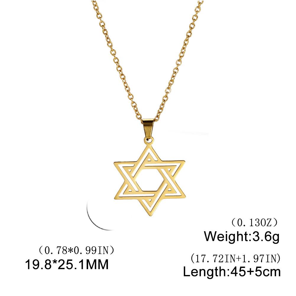 Je Bible Stainless Steel Hexagram Chain Necklace Women Men Cutout Star of David Hexagon Choker Necklace Mezuzah Jewelry