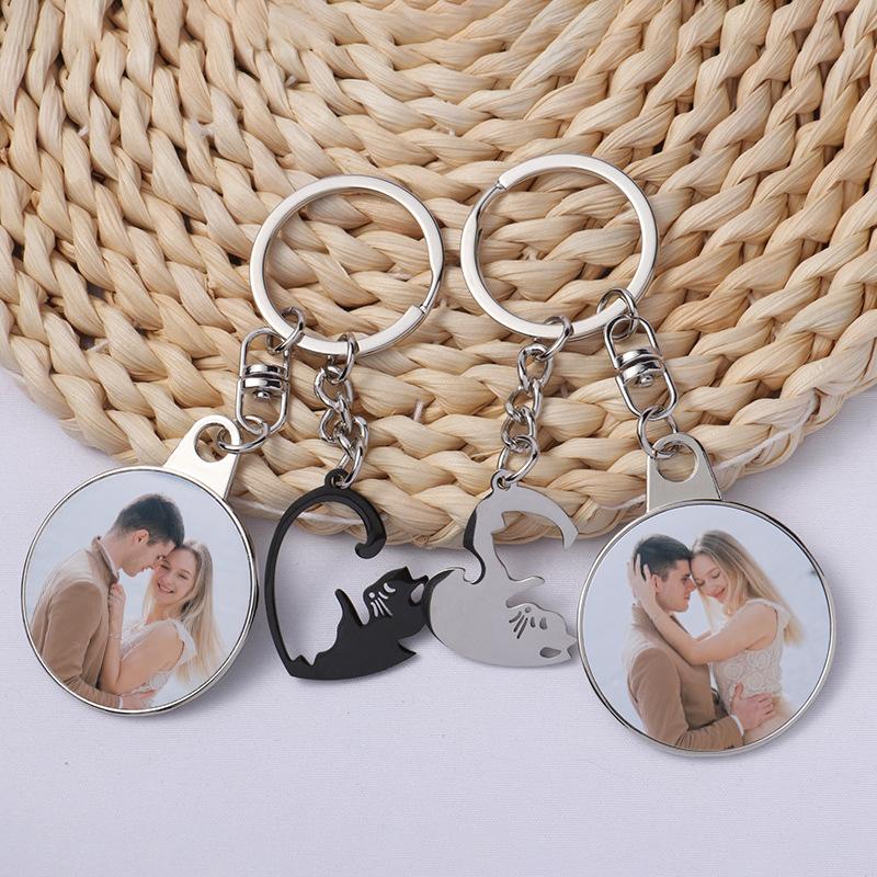 

1 пара фото кулон декоративный сплав двухсторонний брелок пустой круглый орнамент брелоки держатели влюбленные подарочные украшения