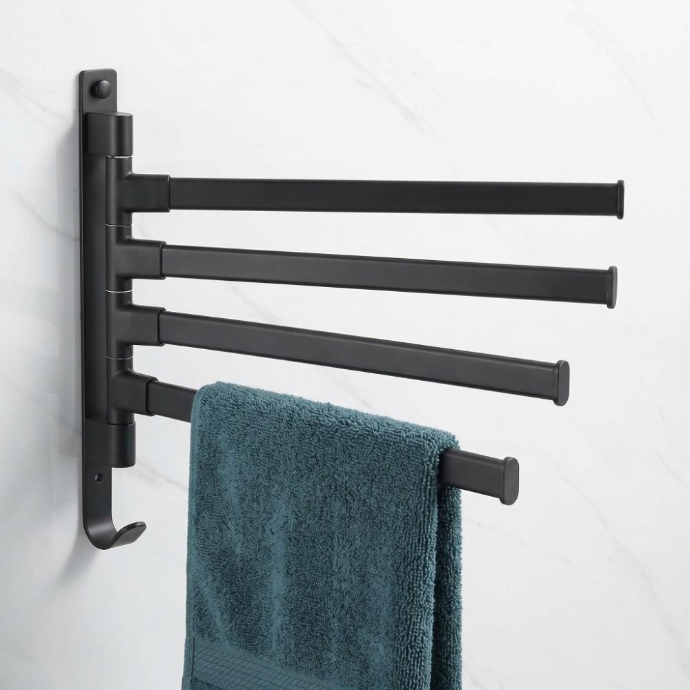 Aluminum Swivel Towel Rack Thicken Design Swing Arm Towel Rack Practical Towel Holder  Space Saving