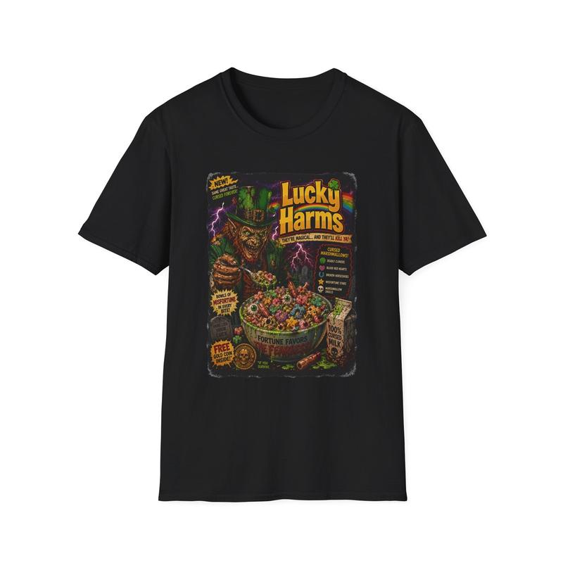 Lucky Harms cereal bowl Unisex T-Shirt| spooky leprechaun horror design S
