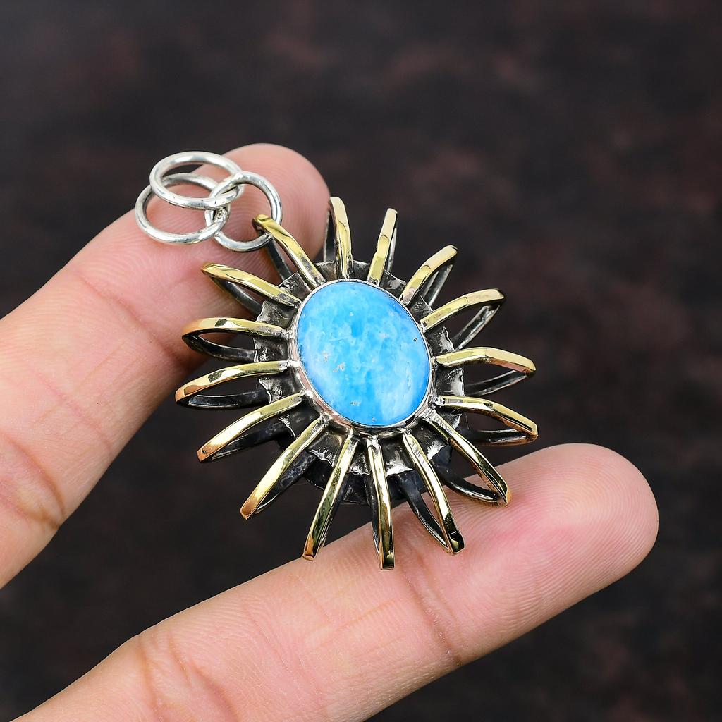 Pandantiv Smithsonite Pandantiv din argint Sterling 925 Bijuterii cu pietre prețioase lucrate manual Pandantiv placat cu aur de 18K Cadou pentru soție Bijuterii Cușcă Pandantiv uimitor