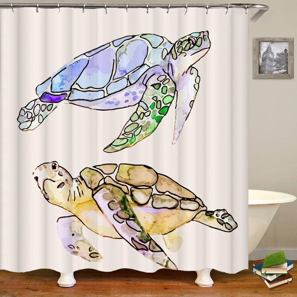 Creative Shower Curtains Printed Ocean Turtle Waterproof Bathroom Curtain Home Decor Polyester Bath Shower Curtain With Hooks