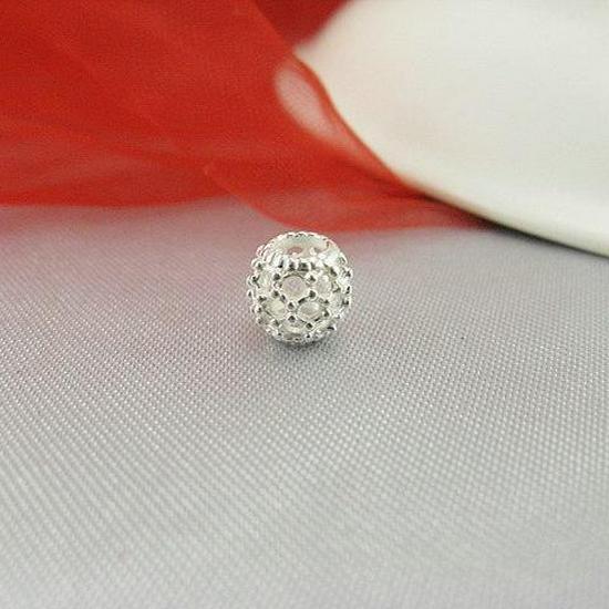 

Подвеска-ожерелье из полой бусины из чистого серебра 999 пробы на красном шнурке - Ручная работа, талисман на удачу из стерлингового серебра Pure Silver