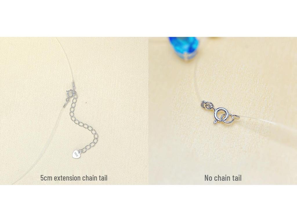 S925 Silver Topaz Four-Prong Pendant Necklace - Versatile Clavicle Chain for Everyday Wear, Perfect for Best Friends or Girlfriends.