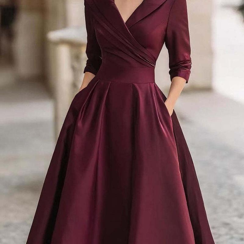 European Style Elegant Maxi Dress Slimming Long Sleeve Women Clothing XL