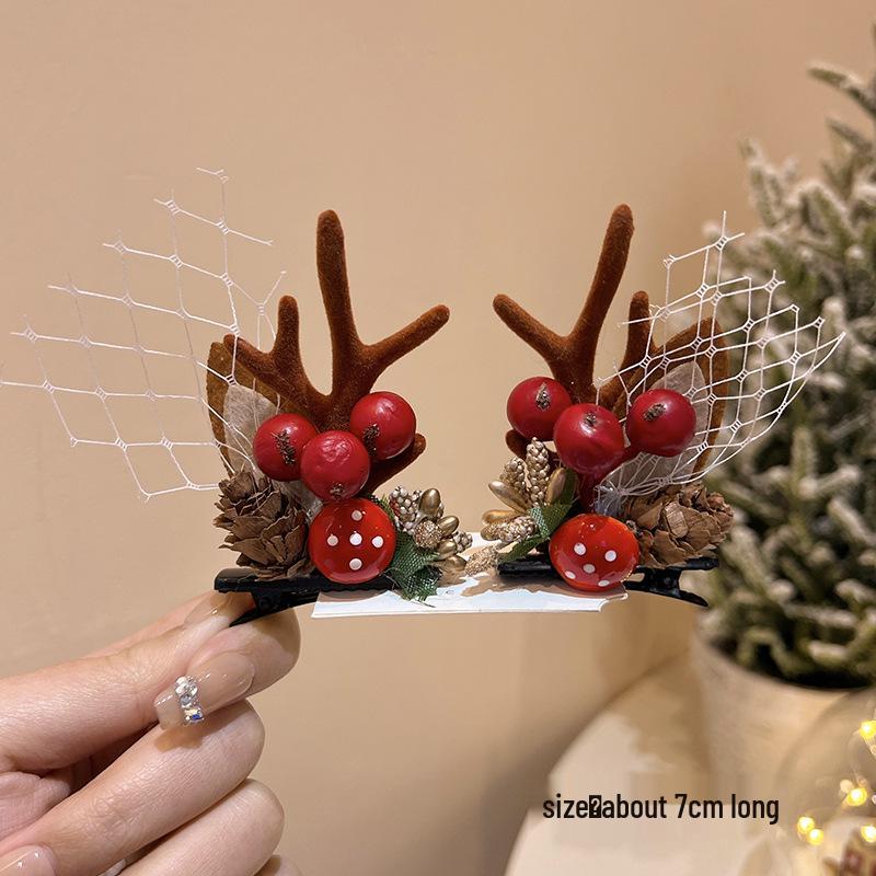 Mori Style Reindeer Antler Ears Christmas Hair Clip - Cute Kids' Hairpin Accessory