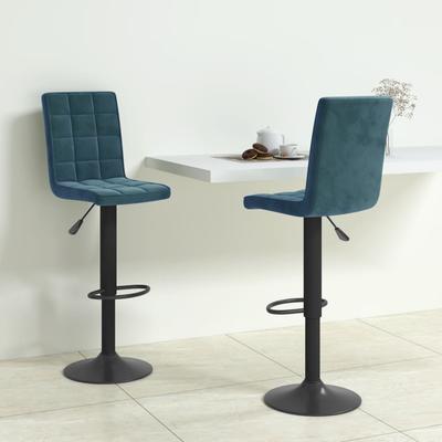 Vidaxl Bar Stools, 2 Pcs, Blue, Upholstered with Velvet