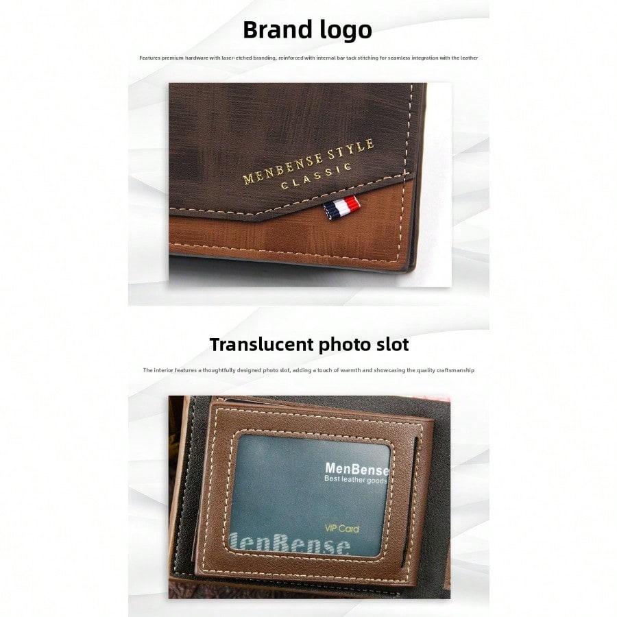 Korean Version Hinge Bronzing Printing Men's Wallet Short, Matte Multi-card Large-capacity Men's Wallet