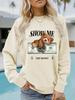 Autumn/Winter Women's Casual Long-Sleeved Round Neck Printed Pullover Sweatshirt Hoodie