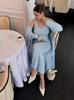 Women's Knit Maxi Dress 2 Piece Set Cotton Crochet Sleeveless Dress with Long Sleeve Cardigan Soft Breathable Vacation Outfit