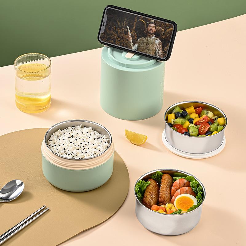 Multi-Layer Insulated 304 Stainless Steel Bento Lunch Box for Office & School - Microwaveable with Large Capacity