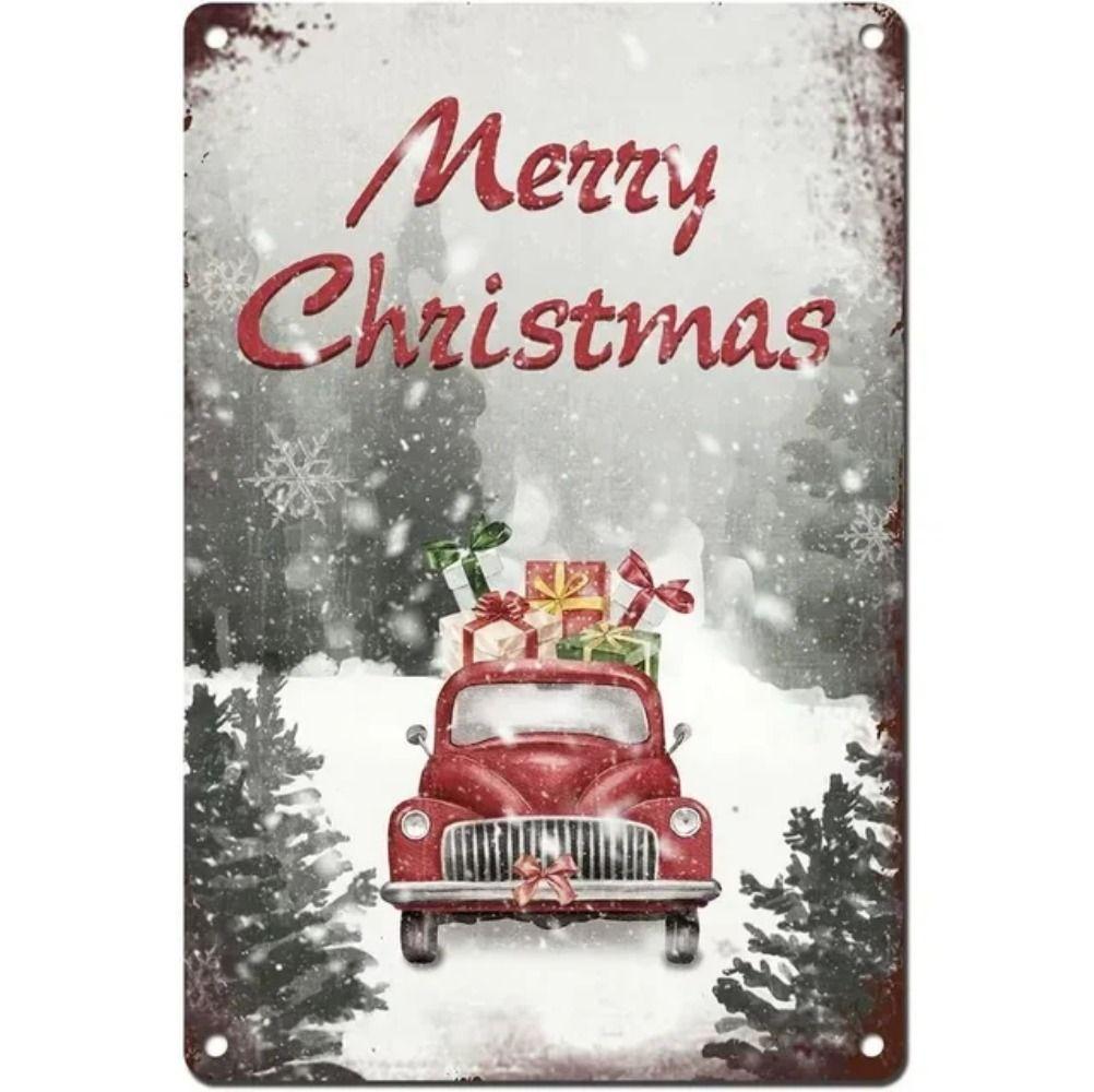 Merry Christmas Santa Metal Sign, Festive Holiday Wall Decor 20x30cm