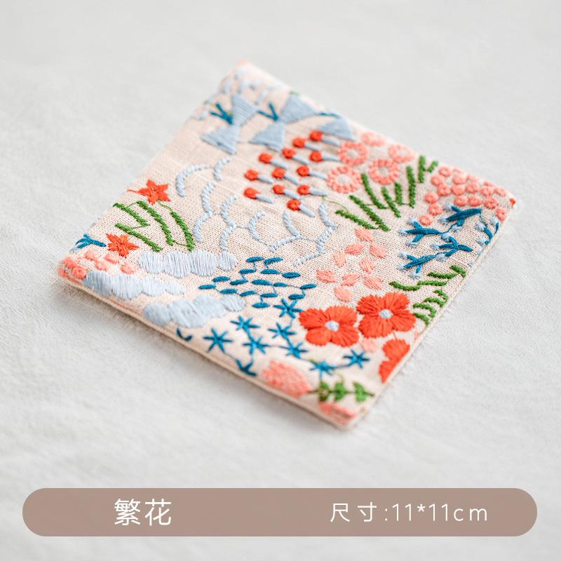 Wind embroidery coaster Fabric Christmas placemat Cross-border absorbent tea saucer Creative coffee coaster Bowl mat Insulation mat