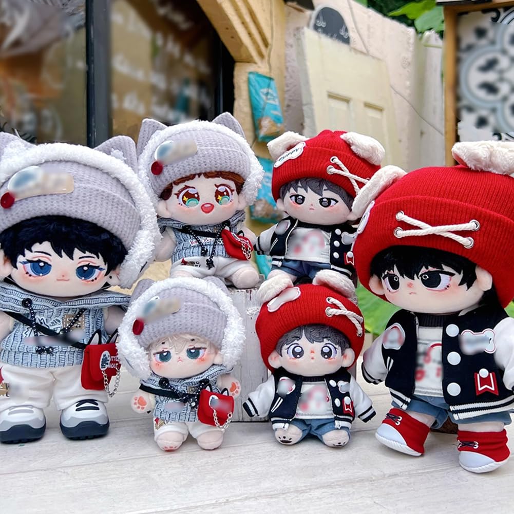 Rakulifey 10cm 15cm 20cm Cotton Doll Clothes Costume Outfit Set (4 Pieces: Coat, Hat, Shirt, Pants) (15cm)