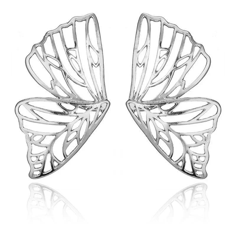 Gold Color Hollow Big Butterfly Stud Earring for Women Metal Angel Wing Statement Pendant Earrings Jewelry Party Gift Pendientes