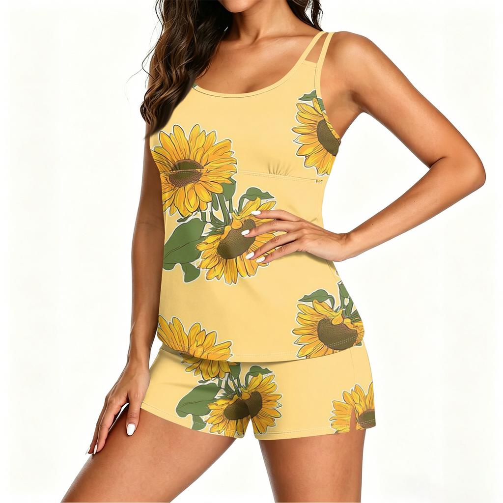Women’s Sleeveless Floral Print Pajama Set Soft Camisole and Shorts Two Piece Loungewear for Home and Sleepwear