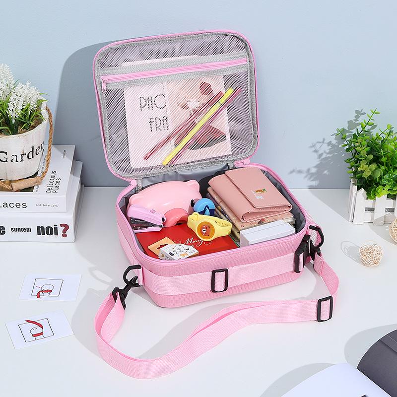 Heart-Shaped Rainbow Insulated Lunch Bag for Kids - Cute Cartoon Design