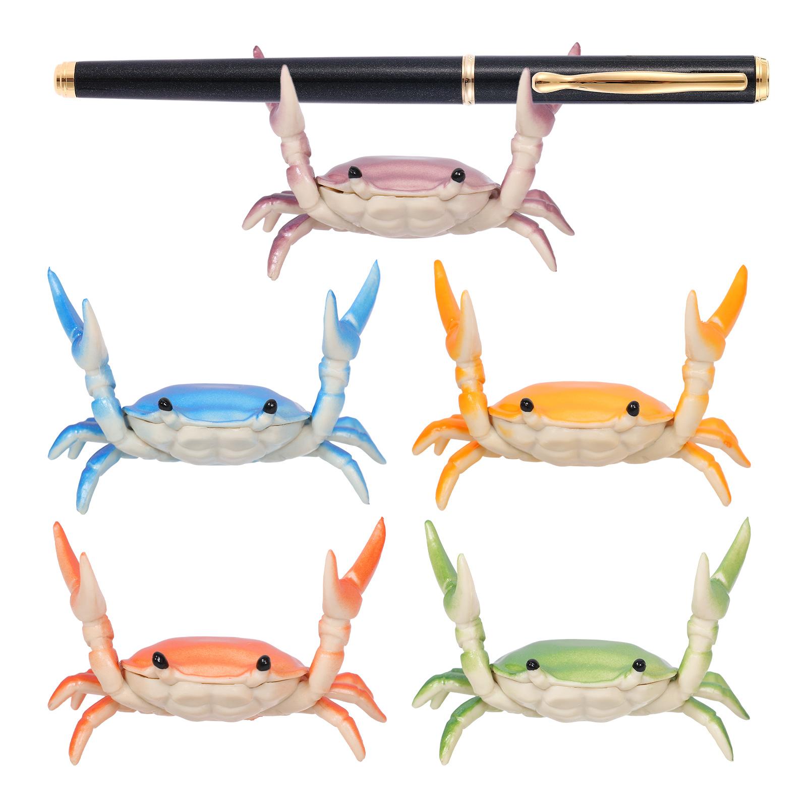 

5 Pcs Desk Crab Pen Holder Weightlifting Crab Pen Holders Creative Cute Pencil Lipstick Display Storage Rack for Students Office