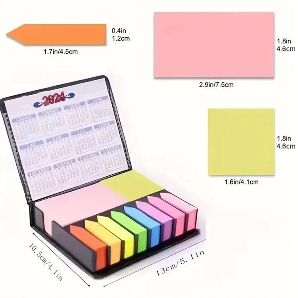 Convenience Stickers with Desktop Calendar Multi-Color Sticky Notes Leather Packaging Box Office Supplies for Students School