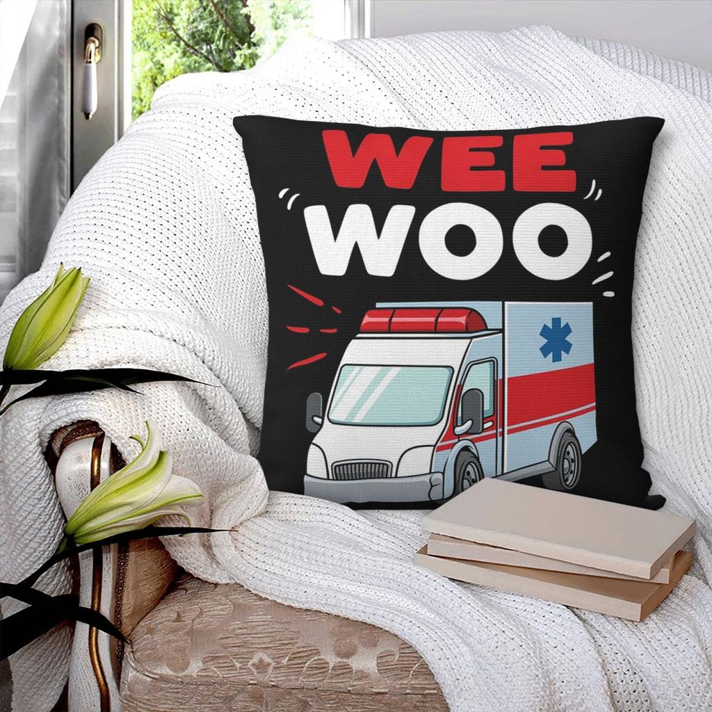 Wee Woo Ambulance Paramedic Emergency Medic Gift Square Pillowcase Pillow Cover Cushion Comfort Throw Pillow for Home Bedroom