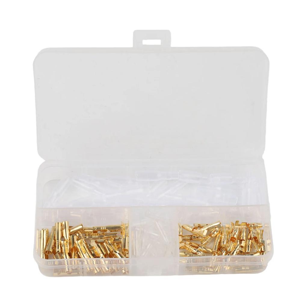 4 0mm Brass Male Female Wire Terminals Connector 120PCS For Motorcycle Car Boats With Insulated Covers In Storage Box