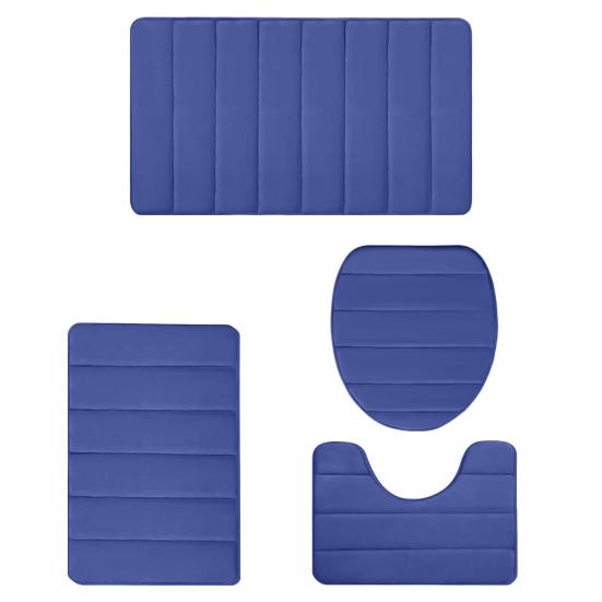 4Pcs/Set Sponge Bathroom Mat Water-Absorbent Bath Rug Non-Slip Machine Washable Floor Mat for Tub Shower Toilet