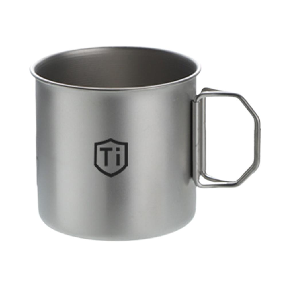 Titanium Coffee Mug Titanium Pots Titanium Cup with Foldable Handle Camping Water Mug Tableware for Outdoor Hiking Picnic