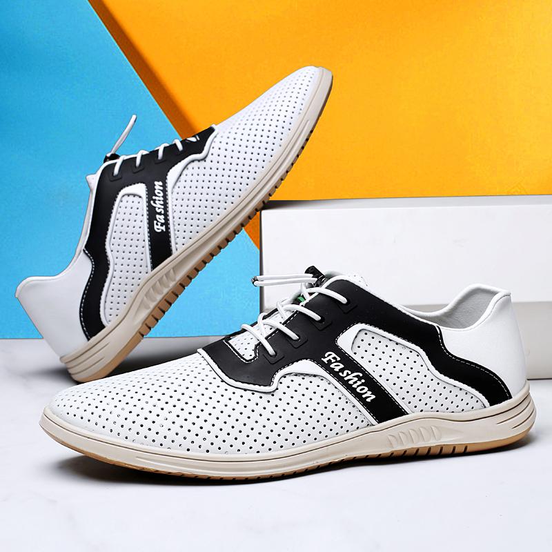 Fashion Outdoor Casual Leather Men's Sneakers Breathable Men Running Shoes Soft Sole Hiking Shoes Lace-Up Male Treking Footwear Trainers
