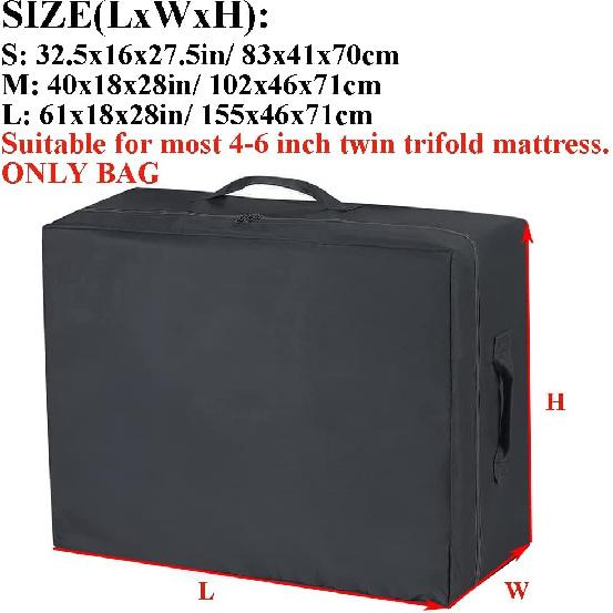 Tri-Fold Mattress Carry Case Bag Waterproof Foldable Memory Foam Narrow Twin Mattress Cases Dustproof Mattress Cover Sturdy Carrying Storage Bags for