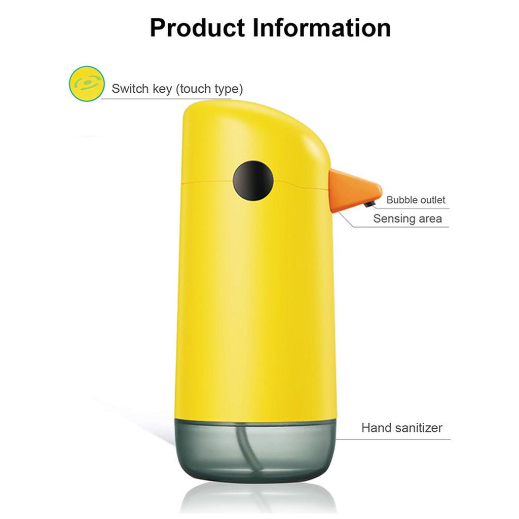Automatic Soap Dispenser Yellow Duck Cute Touchless Soap Dispenser Visual Liquid Level Battery Powered