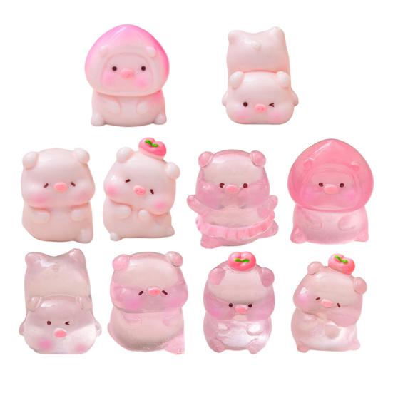 Miniature Pig Figurine Mini Pink Piggy Figure Cartoon Resin Animal Cake Toppers for DIY Fairy Garden Moss Landscape Terrarium Potted