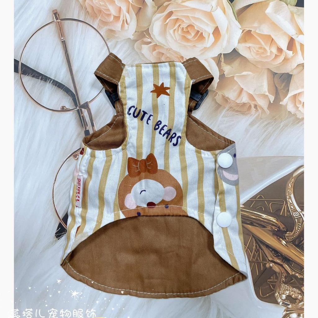 Dog Strap Skirt Floral Bottom Shirt Pure Cotton Pet Workwear Vest Bear Set Teddy Bear Dog Dresses for Small Dogs Puppy Clothes