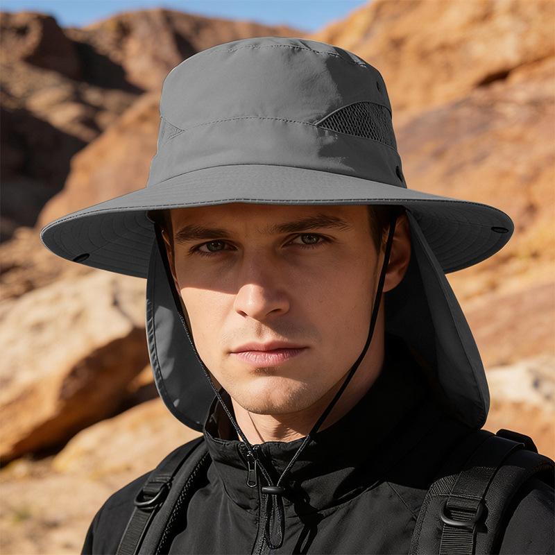 Sunscreen hat men's new sunshade fishing hat sun hat men's large brim UV protection bucket hat