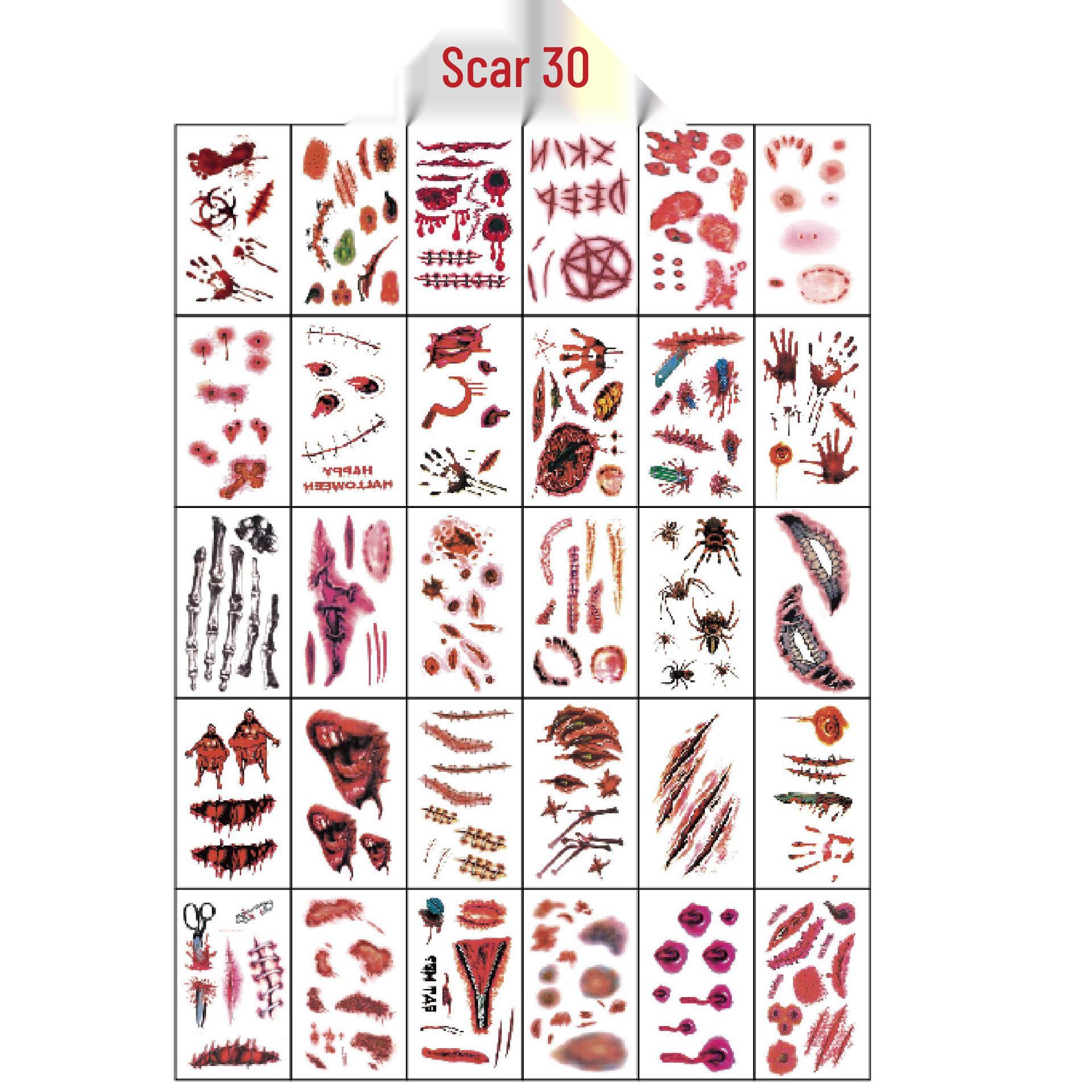 

Halloween Horror Scar Tattoo Stickers - Cosplay & Party Props 9.6x5.8 cm