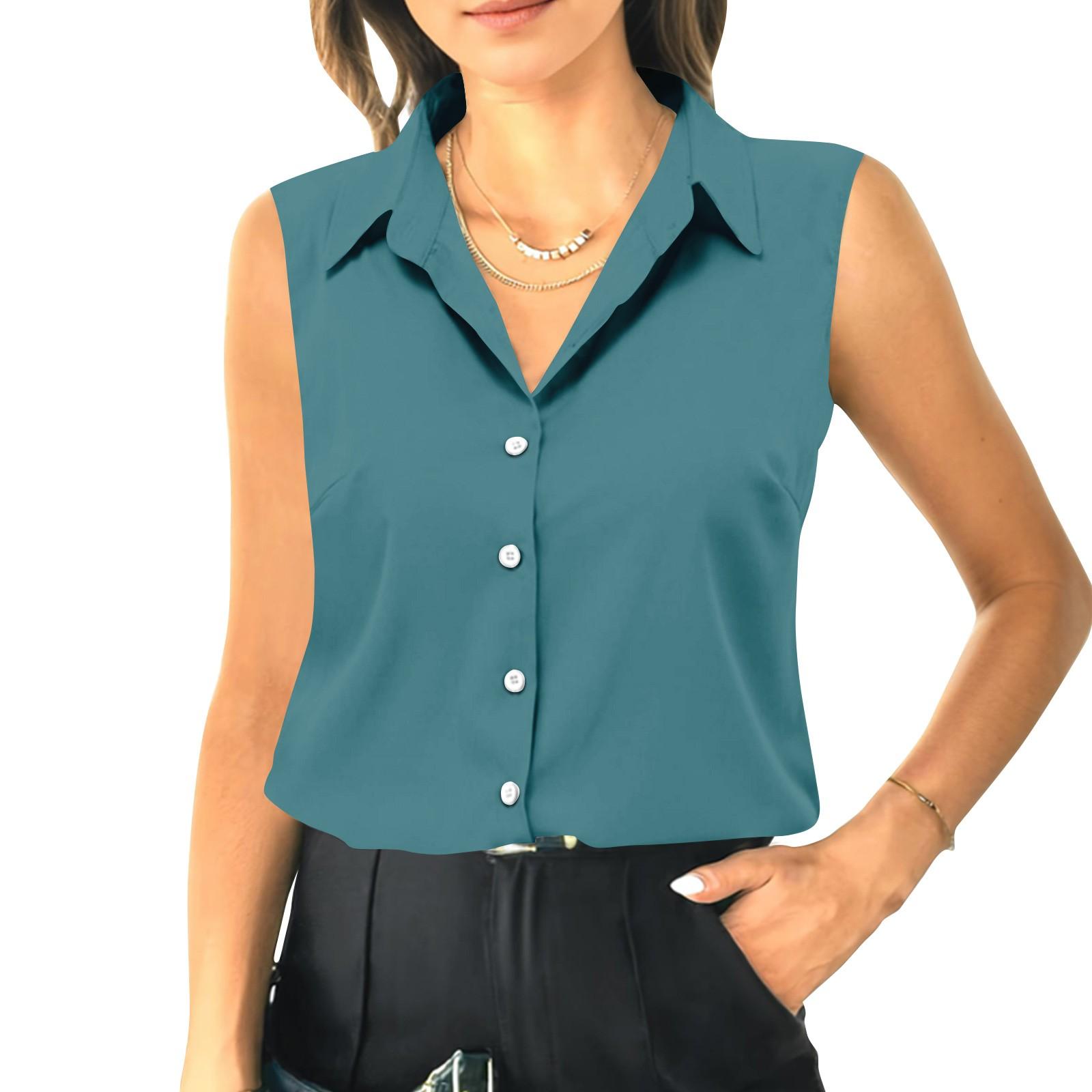 Женский летний свободный топ без рукавов с воротником-стойкой XXL