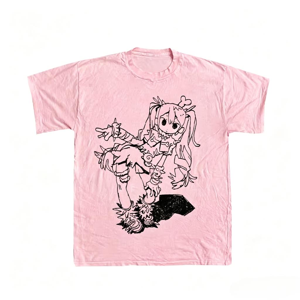 Japanese Y2k Unisex Unisexs Cropped Grunge Clothing 2000s Tops T Shirt For Unisex Y2k Girl Graphic Tees Female Clothing Harajuku