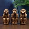 Three See No Hear No Speak No Cute Pose Set of 3 Monkeys Evil, Evil, Evil, Figures, (Gold)