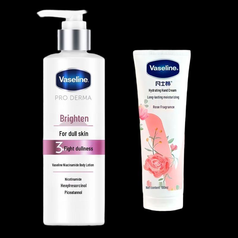 Vaseline Niacinamide Brightening Body Lotion & Rose Hand Cream Set