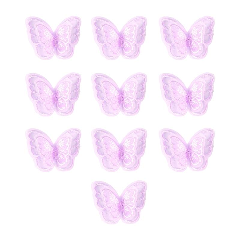 

10 шт. Пришивні патчі з органзи Двошарові аплікації-метелики Вишита аплікація для шиття, рукоділля, аксесуари для волосся фіолетовий